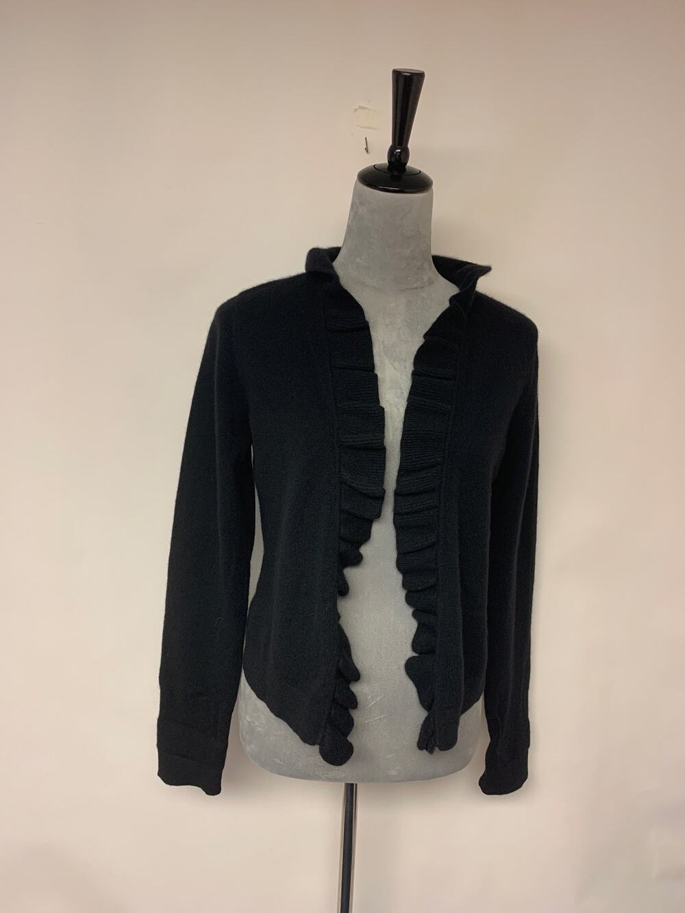Kinross Cashmere Sweater Black Open Cardigan Classic Timeless Luxury Womens SZ L